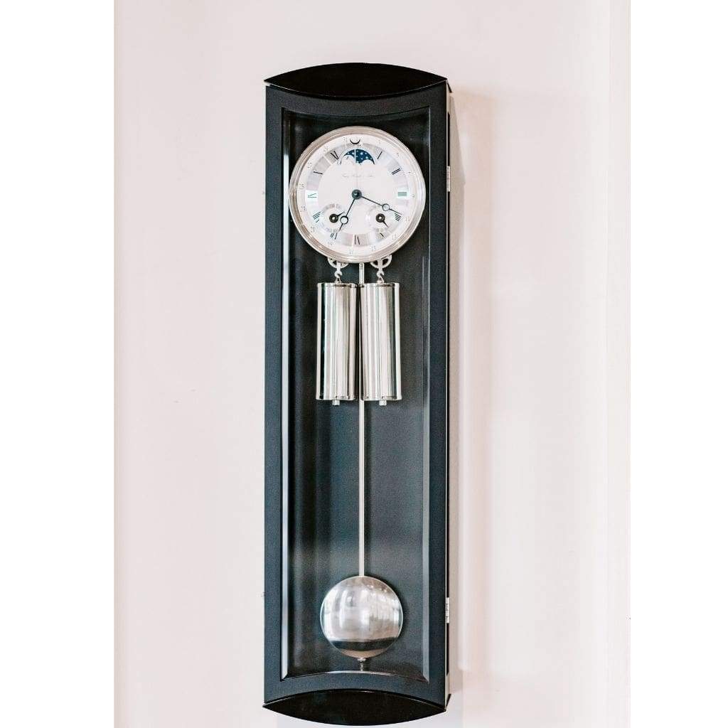 Regulator Clock - Hermle MORNINGTON Mechanical Regulator Wall Clock 70650740058 With 1/2 Gong Strike, Black