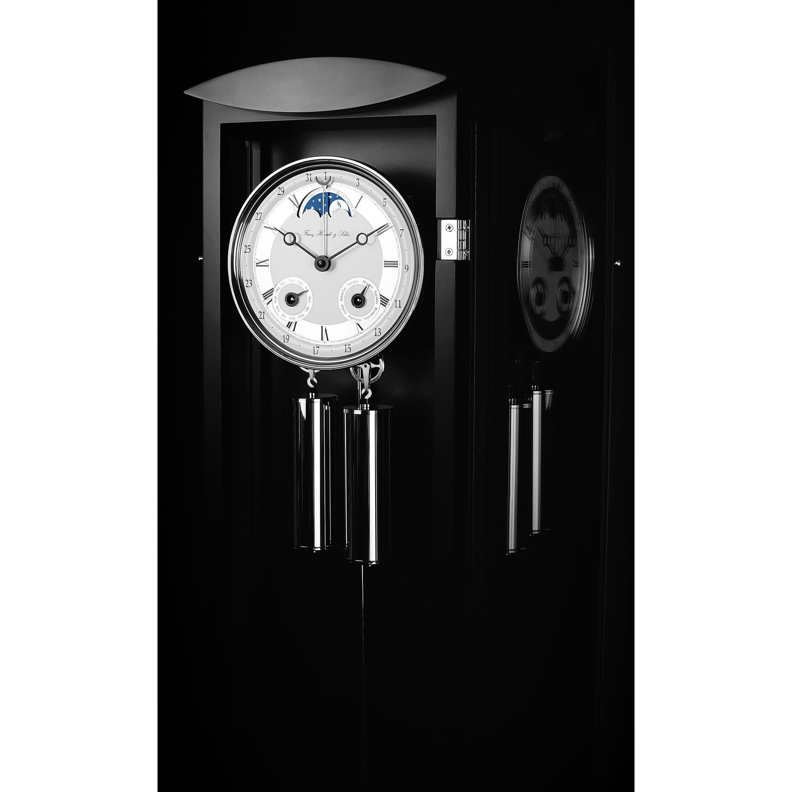 Hermle MORNINGTON Mechanical Regulator Wall Clock 70650740058 with 1/2 Gong Strike, Black