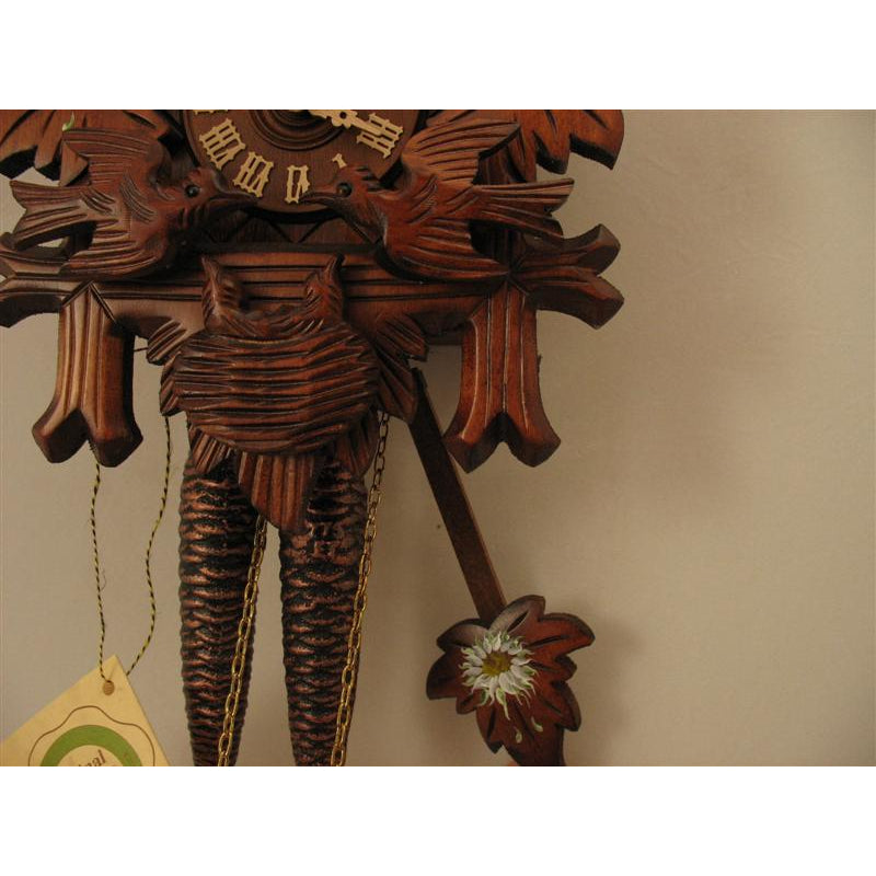 Rombach & Haas (Romba) FEEDING BIRDS Model 1205P 1-Day Black Forest Cuckoo Clock with Half and Full Hour Call, Linden Wood