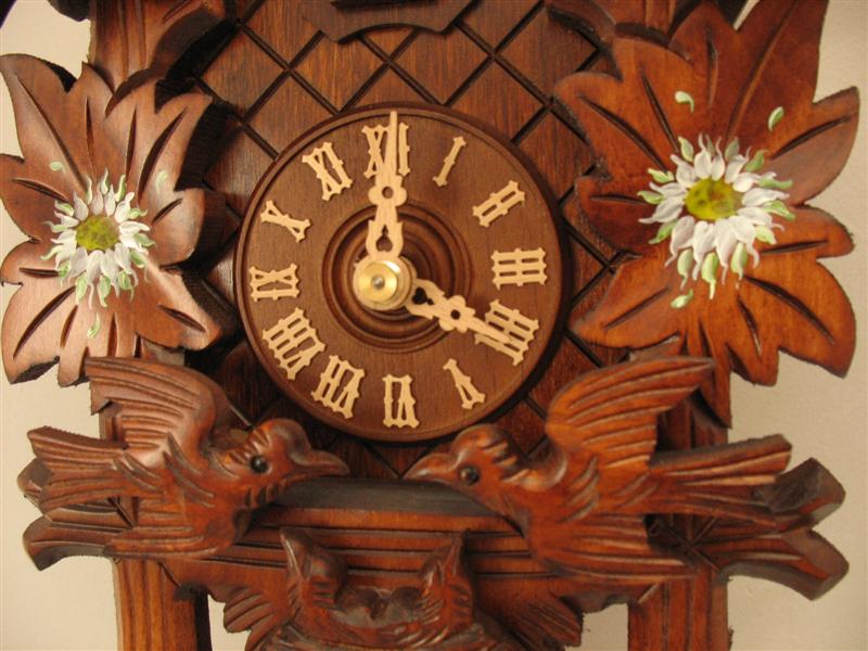 Rombach & Haas (Romba) FEEDING BIRDS Model 1205P 1-Day Black Forest Cuckoo Clock with Half and Full Hour Call, Linden Wood