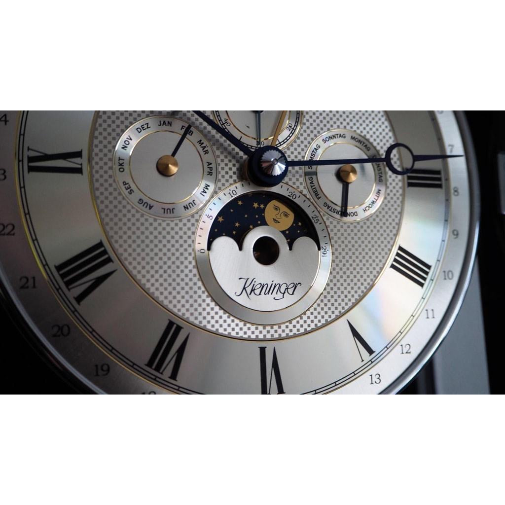 Kieninger  Charleston 2547-22-01 Weight Regulator Wall Clock, Calendar, Moonphase, Gong Strike, Walnut