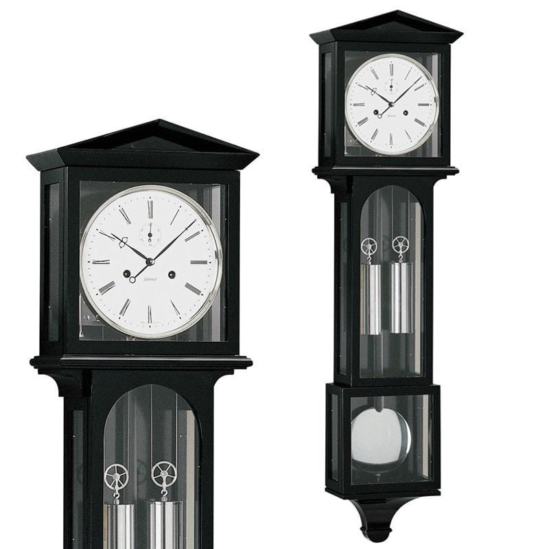 Wall Clock / Regulator - Kieninger LATERNDL 2520-96-02 Weight Regulator Wall Clock With Gong Strike In Black And Chrome